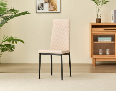 B&Q -  Emily Leather Comfort Dining ChairsChampaigneSet Of 4
