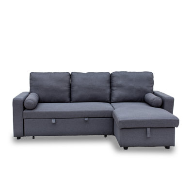 B&Q -  Manhattan Grey 3 Seat Corner Sofa Bed SetLeft Or Right