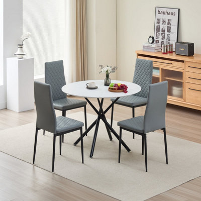 Outdoor Living Unisex Grey Seattle Dining Table With Emily Leather Chairs Size 4 - Image 7