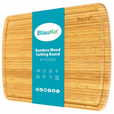 B&Q Blauke Wood Cutting Board For Kitchen - 45X31Cm Extra Large Bamboo Cutting Board With Juice Groove - Wooden Butcher Block