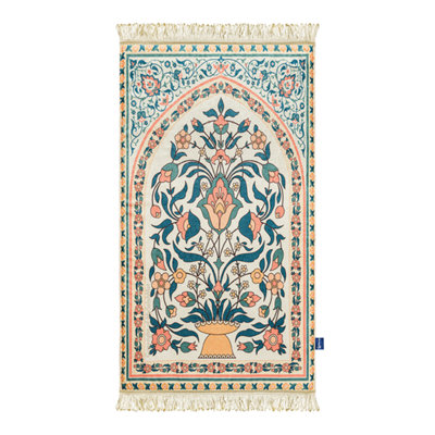 My Salah Mat Prayer Rug Thick Large Adult Padded Sajadah For Men And Women By Urban Rugs Uk Soft Islamic Mat Teal And Coral Floral from B&Q