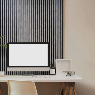  - Decorative Melamine Slat Wall Panel In Concrete Effect 3D Slat Acoustic For Wall Or Ceiling 240Cm X 60Cm