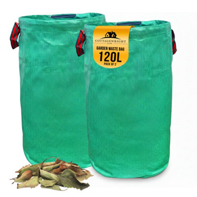 The Dustpan & Brush Store Garden Waste Bags Heavy Duty With Handles Reusable For PlantGrassDirtLeaves CollectionWaste Bags 120LPack Of 2 from B&Q