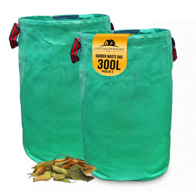 The Dustpan & Brush Store Garden Waste Bag Heavy Duty With Handles Reusable For PlantGrassDirtLeaves CollectionWaste Bags 300LPack Of 2 from B&Q