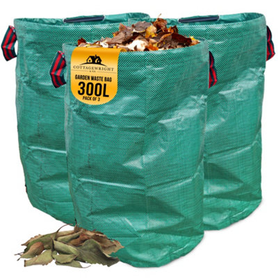 The Dustpan & Brush Store Garden Waste Bag Heavy Duty With Handles Reusable For PlantGrassDirtLeaves CollectionWaste Bags 300LPack Of 3 from B&Q