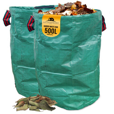 The Dustpan & Brush Store Garden Waste Bag Heavy Duty With Handles Reusable For PlantGrassDirtLeaves CollectionWaste Bags 500LPack Of 2 from B&Q