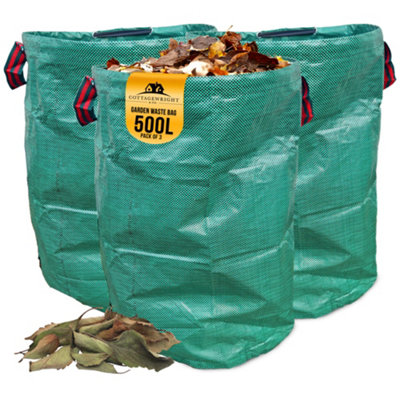 The Dustpan & Brush Store Garden Waste Bag Heavy Duty With Handles Reusable For PlantGrassDirtLeaves CollectionWaste Bags 500LPack Of 3 from B&Q