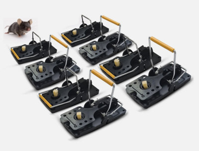 BATUUTAH 8 Pack 14Cm Instant Kill Rat Traps Big Rodent Catcher Snap Action Black from B&Q