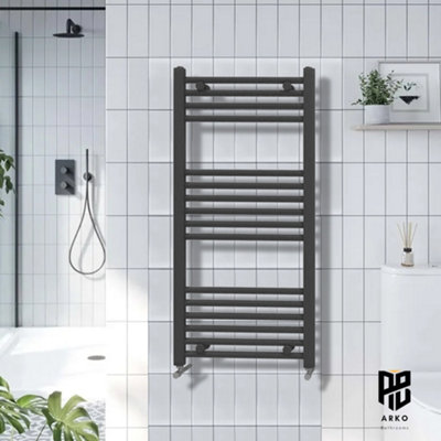 ARKO BATHROOM Arko Towel RadiatorHeated Towel Rails,wall Mounted Ladder Radiators 500X1000mm,black from B&Q