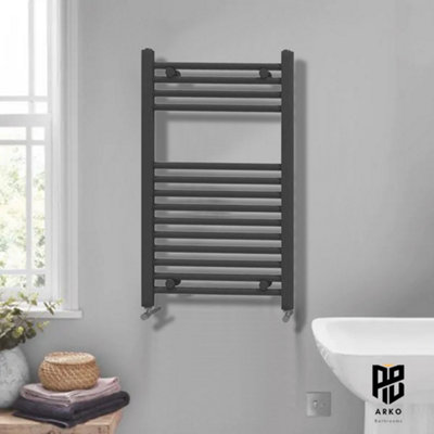 ARKO BATHROOM Arko Towel RadiatorHeated Towel Rails,wall Mounted Ladder Radiators 600X800mm ,black from B&Q