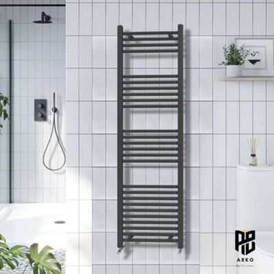 ARKO BATHROOM Arko Towel RadiatorHeated Towel Rails,wall Mounted Ladder Radiators 600X1600mm ,black from B&Q
