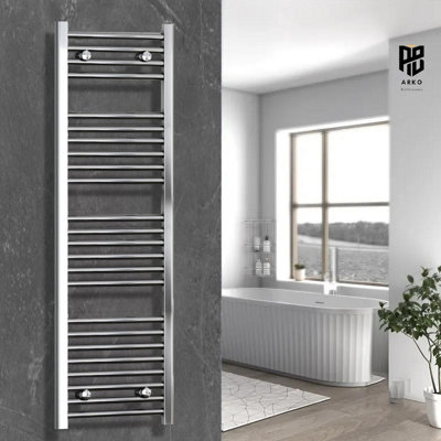 ARKO BATHROOM Arko Towel RadiatorHeated Towel Rails,wall Mounted Ladder Radiators 600X1600mm,chrome from B&Q