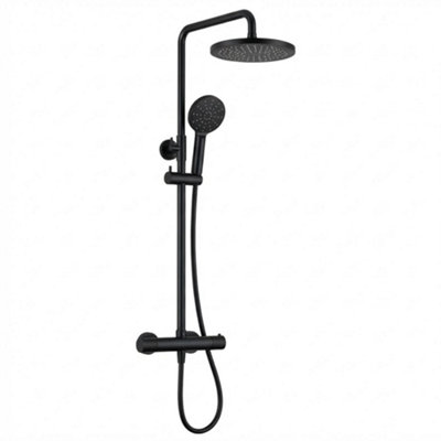 ARKO BATHROOM Arko Thermostatic Mixer Shower ,38 Degree  With 200mm Slim Overhead Rain Shower And Handheld Mixer ,matt Black from B&Q