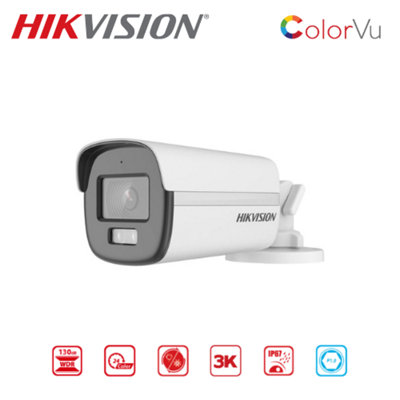 Hikvision 5Mp 3K Colorvu Smart Hybrid Light Fixed Bullet CameraDs-2Ce12Kf0T-Lfs Hybrid Bullet Camera from B&Q