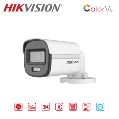 Hikvision 5Mp 3K Tvi Hybrid Colorvu And Ir Mini Bullet Smart Hybrid Light Fixed Bullet CameraDs-2Ce10Kf0T-Lfs (2.8mm) from B&Q