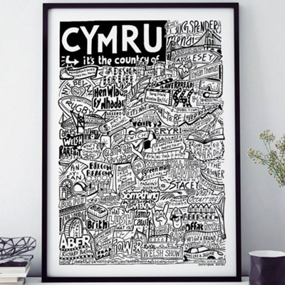 B&Q -  Cymru LandmarksA3 PrintBlack Frame