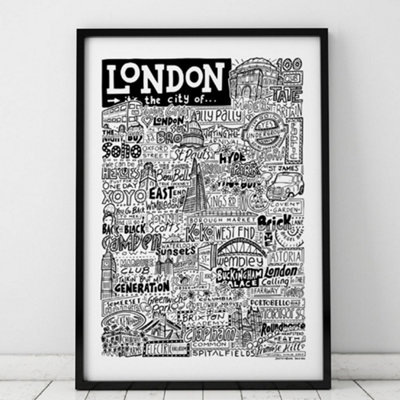 B&Q -  London LandmarksA4 PrintBlack Frame