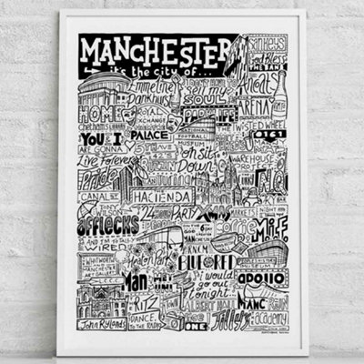 B&Q -  Manchester LandmarksA4 PrintWhite Frame