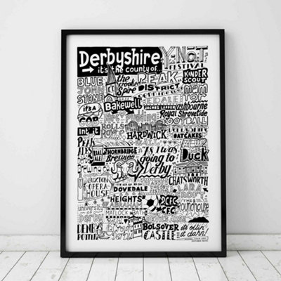 B&Q -  Derbyshire LandmarksA3 PrintBlack Frame