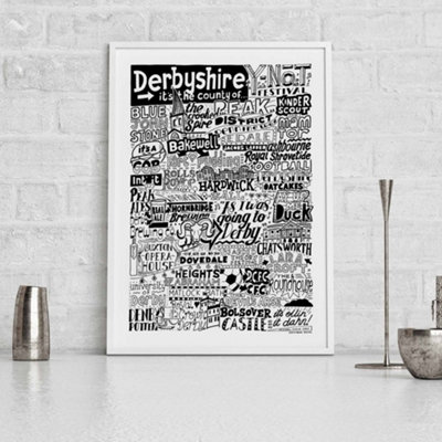 B&Q -  Derbyshire LandmarksA3 PrintWhite Frame
