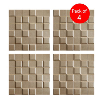 B&Q -  Cube Artistic Realm 3D Pu Leather Wall Panels 600X600mm (Pack Of 4)