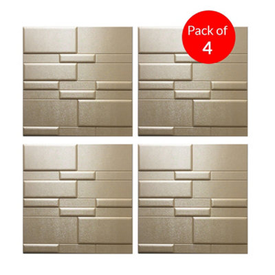 B&Q -  Linear Edge 3D Grid Pu Leather Wall Panels 600X600mm (Pack Of 4)