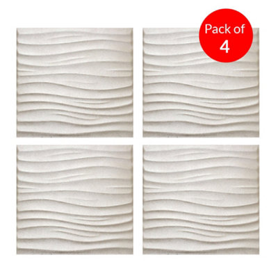 B&Q -  Nile Wave 3D Grid Pu Leather Wall Panels 600X600mm (Pack Of 4)