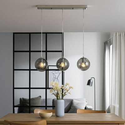 Pagazzi Lighting Pagazzi Nia Chrome Smoke 3-Light Pendant Bar from B&Q