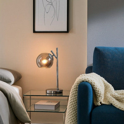 Pagazzi Lighting Pagazzi Nia Chrome Smoke 1-Light Table Lamp