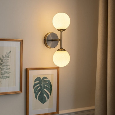Pagazzi Lighting Pagazzi Lior 2-Light Antique Brass Wall Light from B&Q
