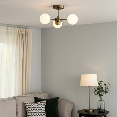 Pagazzi Lighting Light Pagazzi Ing Pagazzi Lior 3- Antique Brass Semi-Flush Ceiling