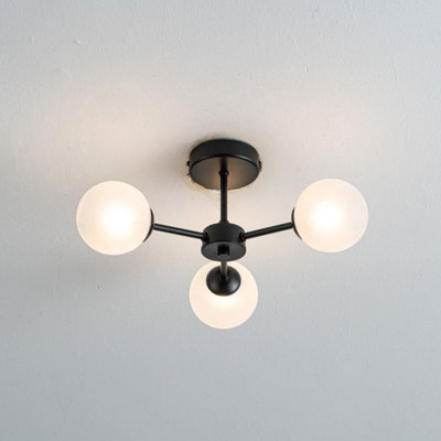 Pagazzi Light/Black Niva 3- Frosted Glass Semi-Flush Ceiling - Image 4