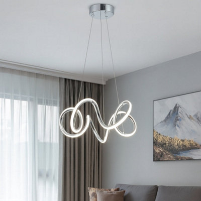 Pagazzi Lighting Light Pagazzi Ing Pagazzi Aurielle Chrome Led Pendant Ceiling 120Cm