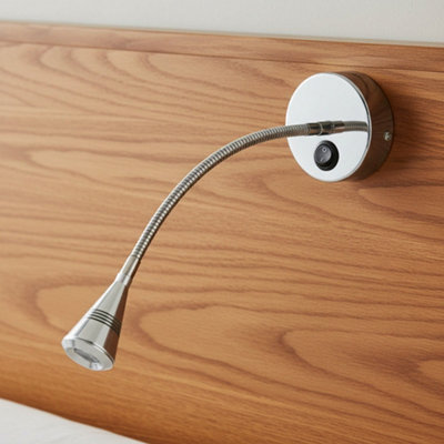 Ultra Beam Lighting Ultrabeam Wall Mounted Bedside Reading Light With A Flexible Arm Silver Finish 3 Watt 3000K Warm White Led from B&Q