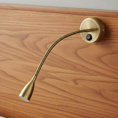 B&Q -  Ultrabeam Wall Mounted Bedroom Reading Light With A Flexible Arm Antique Finish 3 Watt 3000K Warm White Led