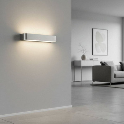 Ultra Beam Lighting Ultrabeam Brushed Aluminium Up And Down Indoor Led Wall Light 12 Watt Led 1200 Lumens Width 450mm from B&Q