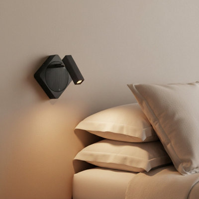 B&Q -  Ultrabeam Black Wall Mounted Bedroom Reading Light Adjustable 3 Watt 3000K Warm White Led