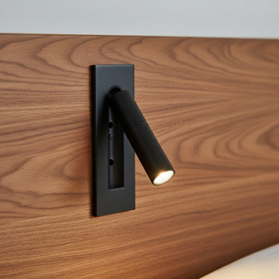 Ultra Beam Lighting Ultrabeam Black Recessed Wall Mounted Bedside Reading Light 3 Watt 3000K Warm White Led from B&Q