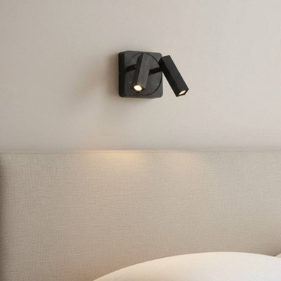 Ultra Beam Lighting Ultrabeam Black Twin Wall Mounted Bedside Reading Light 6 Watt 3000K Warm White Led from B&Q