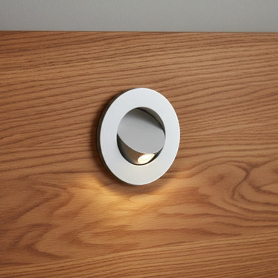 UltraBeam 3 Watt LED Round Recessed Bedroom Reading Light - Wall or Headboard Mounted - Built in Tilt Switch - Image 3