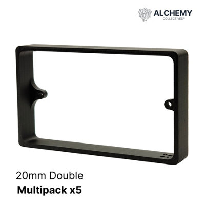 B&Q -  5X Black 20mm 2-Gang Socket Spacer