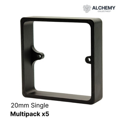 B&Q -  5X Black 20mm 1-Gang Socket Spacer