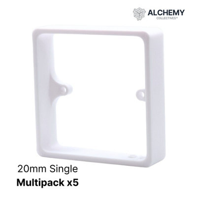B&Q -  5X White 20mm 1-Gang Socket Spacer