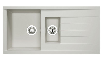 Rocklite Bredon 1.5 Bowl White Composite Reversible from B&Q