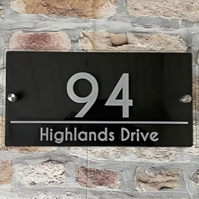 One of a Kind Design UK One Of A Kind Uk Modern Personalised House Sign Door Plaque With Stainless Steel MountsBlack from B&Q