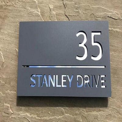 One of a Kind Design UK One Of A Kind Uk Modern Personalised House Sign Door Plaque-Black from B&Q