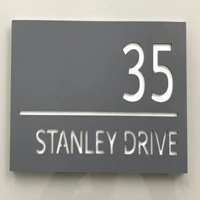 One of a Kind Design UK One Of A Kind Uk Modern Personalised House Sign Door Plaque-Grey from B&Q