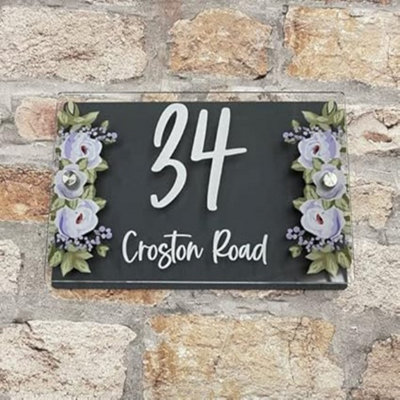 One Of A Kind Design Uk Personalised Floral House Sign 3mm Clear Acrylic240X150mm from B&Q