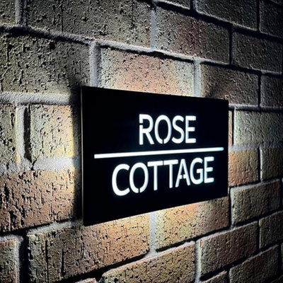 One Of A Kind Design Uk Personalised Led Illuminated House Sign With 85 Leds -305X155 mm (BlackMsl-30X15) from B&Q