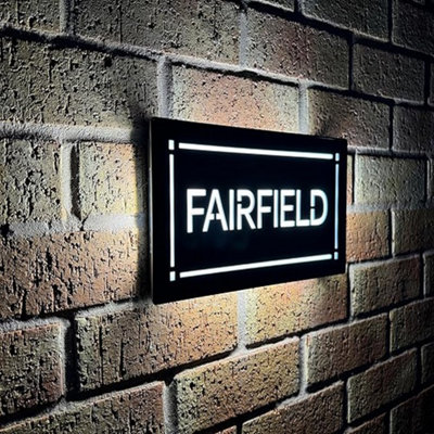 One Of A Kind Design Uk Personalised Led Illuminated House Sign With 85 Leds- (BlackSfl-30X15) from B&Q